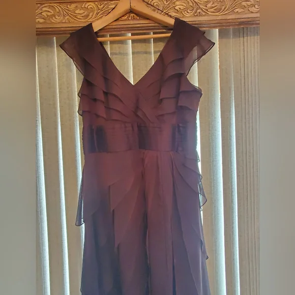 Adrianna Papell  Petal Chiffon  Brown  Evening Dress. Like New! 14 Petite. - Picture 5 of 10